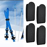 VGECEE 4 Pcs Correas Sujeción Esquí 45x5cm Correas de Esquí Ajustable Ski Board Straps Bandas de Fijación de Esquí Fijaciones Snowboard para Esquís, Bastones, con Almohadillas Protectoras de EVA