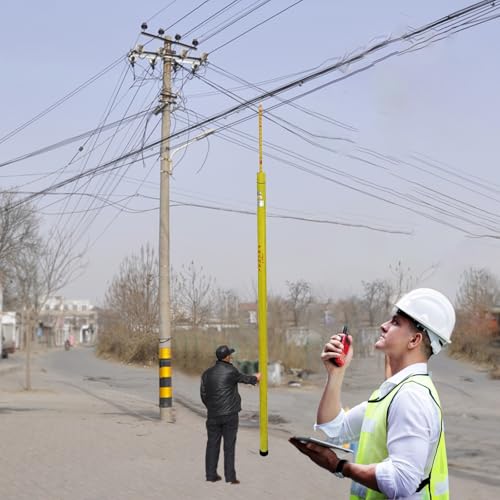 Telescoping Insulated Measuring Rod 35ft (10m) - Durable Epoxy Tree Height Measurement Tool, Extendable Ruler for Accurate Distance Measurement, Yellow Color