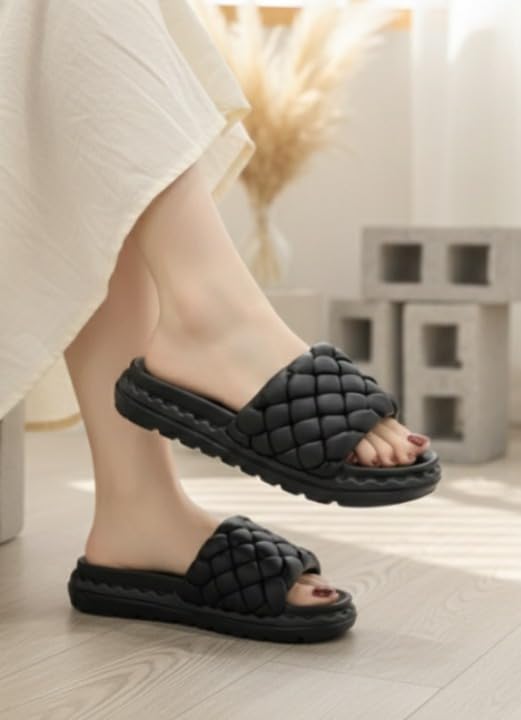 Image of Women's Anti-Skid Comfort Slippers | Soft Cushioned Eva Footbed Lightweight Slides for Summer | Girls Platfoam Slip-On Footwear for Home Indoor & Outdoor Use Flip Flop