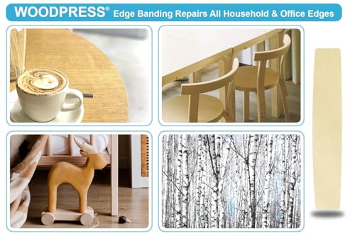 WoodPress® 15 mm Birken-Bügelkante - 7,5 m Rolle - vorgeklebtes Holzfurnierband für einfache DIY-Anwendung - deckt den Rand einer Standard-MDF-Platte ab