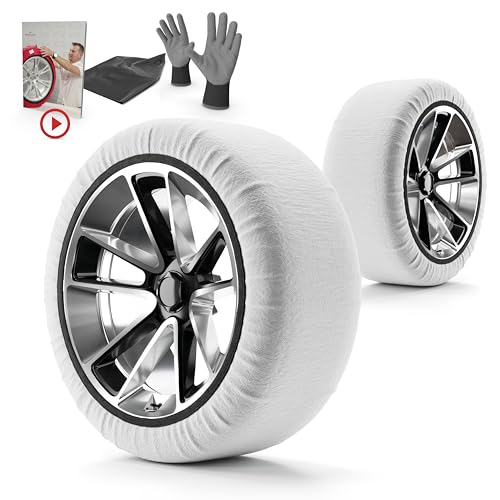 Walser Premium Textile Schneeketten nach EU Norm 16662-1 homologiert, Qualitätssieger Sehr Gut*, 2er Set Textilschneekette Snow Sock, Anti-Rutsch Auto Schneeketten, Car Snow Chains weiß L