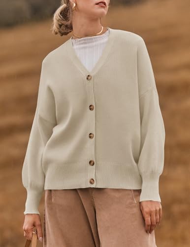 ZESICA Women's 2025 Fall Casual Long Sleeve Cardigan V Neck Button Down Open Front Knit Loose Oversized Sweater Coat2