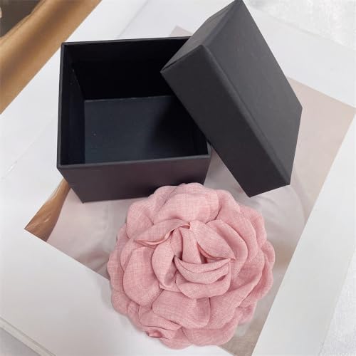 Image of Dainty Fabric Peony Flower Brooches Pin Delicate Camellia Flower Brooch Classic for Women Wedding Party Dance Banquet Elegant Lapel Pins Dress Suit Ceremony Clothes Accessories Jewelry Gifts 100mm