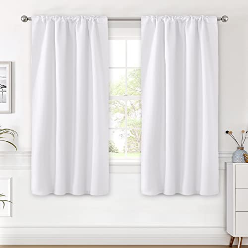 Image of H.VERSAILTEX White Curtains Thermal Insulated Window Treatment Panels Room Darkening Privacy Assured Drapes for Living Room Back Tab /Rod Pocket Bedroom Draperies, 42 x 63 Inch, 2 Panels