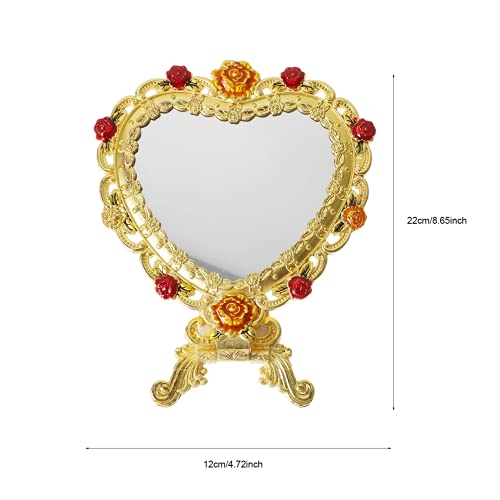 Lurrose 1 Set Antique Mirror Comb Set Vintage Metal Handheld Makeup Mirror With A Comb Russian Style Decorative Embossed Rose Gift For Women Girls #TOP5