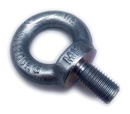 Ringschraube galvanisch Verzinkt C15 - M16 - Traglast: 700kg - 5 Stück - [ Größe Wählbar ] Kranöse Zurröse Ösenschraube Augenschraube Augenbolzen Ringbolzen ähnl. DIN 580 (M16)