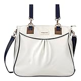 Lindo bolso de bebé en polipiel lisa con doble bolsillo interior en goma elástica. Este bolso tiene detalles decorativos en vivo cordón, asas corta y larga a contraste, cremallera con dos cursores para cierre, y etiqueta grabada con el logo de la marca. Sus dimensiones son de 36,5 x 32 x 13 cm.