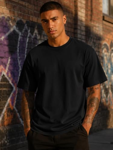 Image of KEEPSHOWING Mens Oversized Short Sleeve T-Shirts Cotton Loose Fit Tees