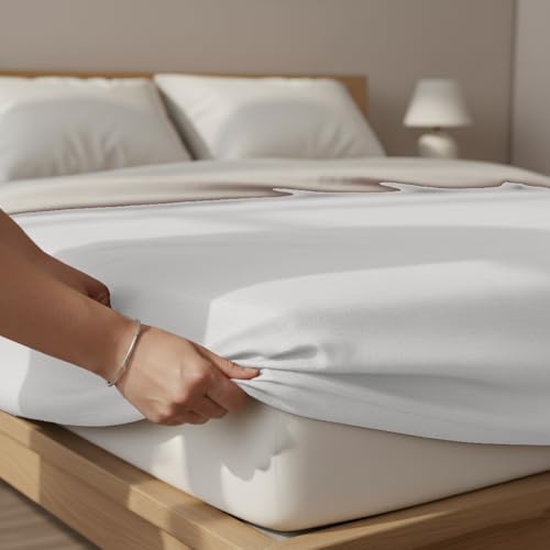 Image of Utopia Bedding 100% Waterproof and dustproof Water absorbant Premium Terry Fitted Mattress Protector (72x78 inches),White