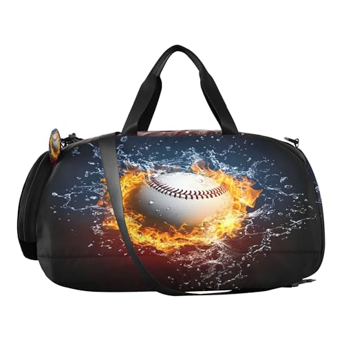 Baseball Youth Sports & Travel Duffle Bag with Shoe Compartment,Waterproof Gym Bag for Girls and Boys (Overnight Essentials Organizer)2