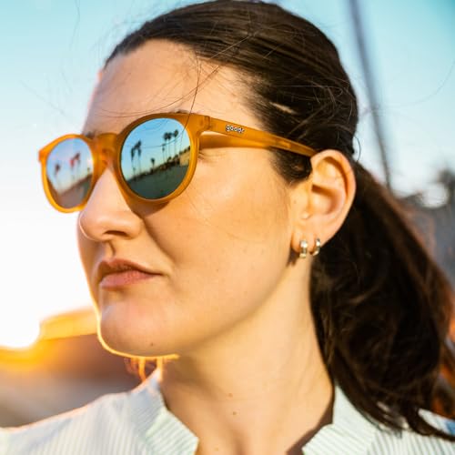 goodr Freshly Baked Man Buns Polarized Round Sunglasses for Men & Women, Small Sized (Circle G), Dark Yellow Translucent Frames with Blue Mirrored Reflective Lens, UV400 Protection, No Slip, No Bounce4