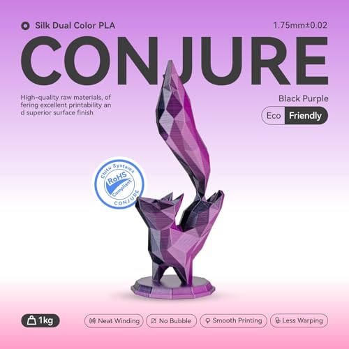 Image of Chitu Systems Conjure Silk PLA 3D Printer Filament, 1.75mm Dual Color Filament, Silk Black Red+Gold+Purple+Dark Green 4x200g /1.8lb
