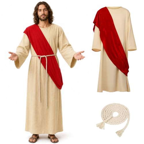 Bocguy Lot de 3 costumes de Jésus pour homme Adulte Halloween Jésus Costume