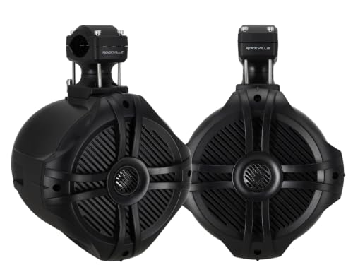 Rockville RWB70B Black 6.5' 4-Ohm Marine Wakeboard Tower Speakers Pair