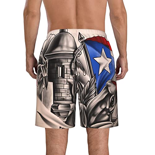 Puerto Rico Rican Flag Frog Men's Quick Dry Swim Trunks Summer Beach Bathing Suits Drawstring Boardshorts for Mens4