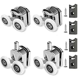 AFDHGS Shower Door Rollers Replacement 4 Pcs Zinc Alloy Wheels 23mm with Anti Collision Block and Screws for Curved and Glass Doors