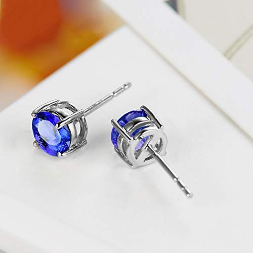Boucles d'oreilles Tanzanite Bleue 1.8ct TABOJS en Or Blanc 18K - 2