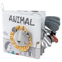 Vicloon Soft Toys Baby Cloth Book - 3D Animals Tails Crinkle Sensory Touch and Feel for Early Development Learning (Lion)