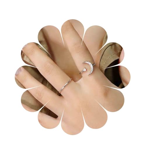 Bague étoile et lune en cristal rose : sublimez votre look quotidien avec ce lot vintage