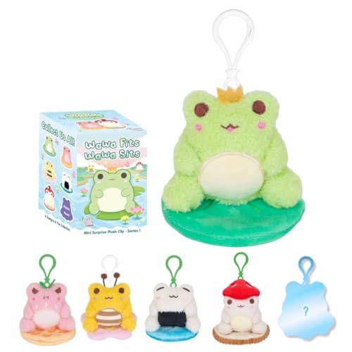 Cuddle Barn PlushGoals - Wawa Fits Wawa Sits Blind Box Series 1 | Super Soft Cute Kawaii Frog Collectible Plush Clip, 3 inches