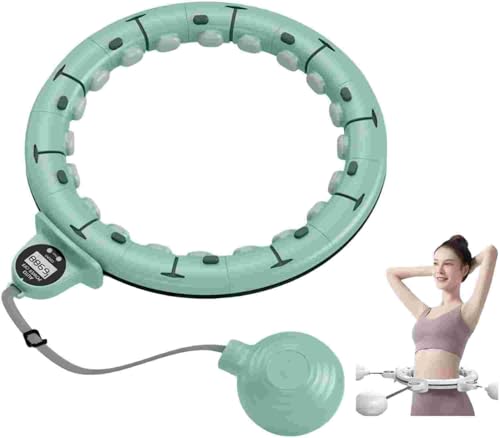 フラフープダイエット用 スマートフラフープ 落ちないフラフープ ダイエット フラフープ ソフトフラフープ ダイエット器具 大人 子供用 サイズ調整可能 360°マッサージ 日本語説明書付 (Green)