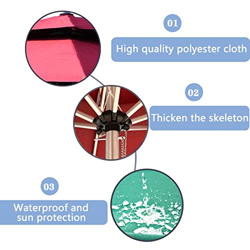 Sombrilla al aire libre con protector solar y 8 costillas resistentes paraguas viento 5