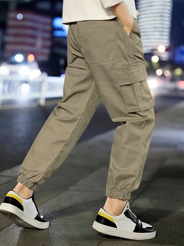 Image of Vikita Enterprise Kid Boys Cotton Cargo Joggers Pant with Mutiple Pockets and Elastic Waistband Closure | Cargo Pants for Boys