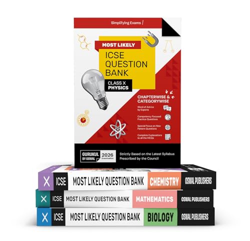 Image of Gurukul By Oswal Most Likely ICSE Question Bank Class 10 Bundles (Set of 4) : Physics, Chemistry, Maths & Biology for Exam 2026