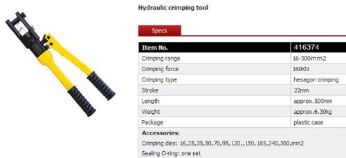 KATSU Crimpatrice Idraulica con 11 Filiere in Acciaio 16-300 mm² Crimpatrice Pinza Attrezzi Cavi Elettrici Idraulici Manuali ad Alta Pressione per Rame e Alluminio Terminali Elettrici 416374