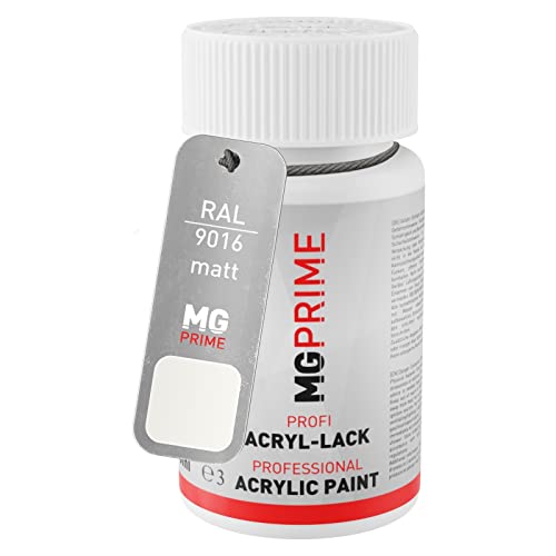MG PRIME RAL 9016 Blanc signalisation/Traffic white mat stylo retouche 50ml à séchage rapide
