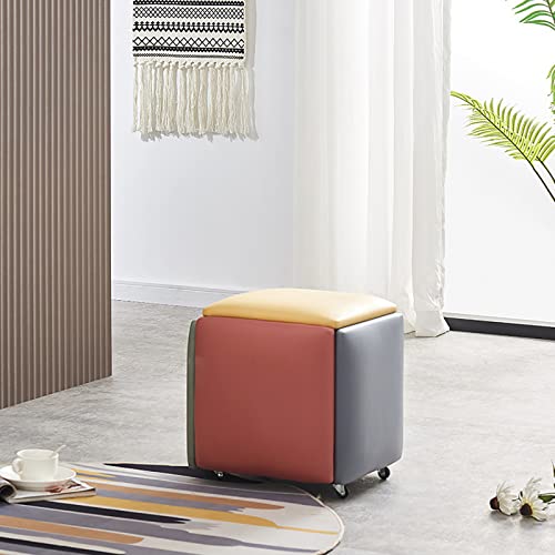 Chaise cube empilable 5 en 1 avec roulettes en polyuréthane synthétique pour salon et salle à manger Design carré Petit modèle (35 x 35 x 35 cm)