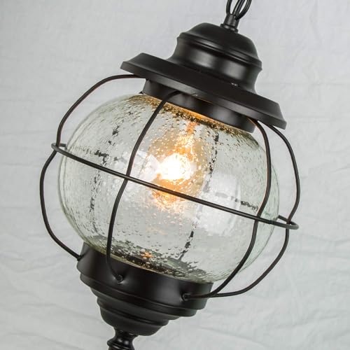 Classy Leaves OUTDOOR PENDANT LIGHTS FOR PORCH 10-Inch Black Farmhouse Outdoor Pendant Light Fixture thumb #6