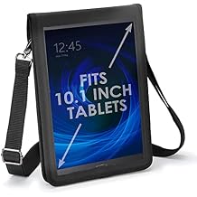 USA GEAR Tablet Case غطاء حمل واقي - حقيبة سفر T10 Tablet Case مع تصميم أمامي مفتوح وحزام حمل كتف قابل للتعديل متوافق مع iPad Pro مقاس 10.5 بوصة وأكثر من 10 بوصة Tab Black