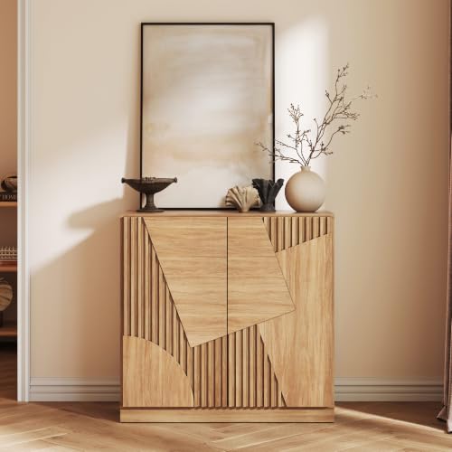 Image of BELLEZE 33 inch Modular Sideboard Buffet Cabinet - Camel R