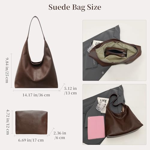 Bolso Hobo para mujer de cuero vegano suave miniatura 4