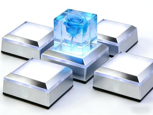 Image of Museum-Style Lighting Base for Feng Shui Crystals - USB /Battery Operated LED Platform for Window Display & Tabletop Decor set of 4 -no cubes