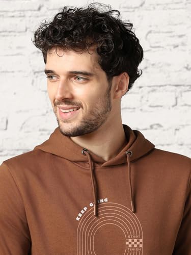 Image of Nobero Printed Hoodies for Man | 280 GSM Rich Cotton Fleece Hooded Full Sleeve Sweatshirt for Man | Stylish Casual Wear Winter Hoodies for Men