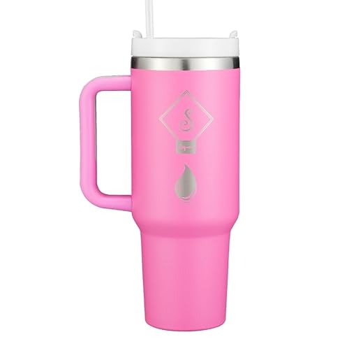 Quencher H2.0 FlowState 40oz Stainless Steel Vacuum Insulated Tumbler with Lid and Straw for Water, Iced Tea, Smoothie and More. (Pink)