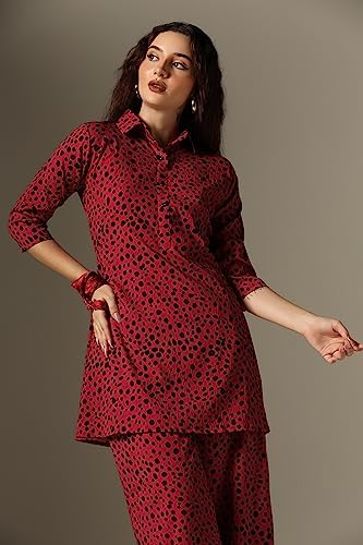 Image of DHRUVI TRENDZ Rayon Co-Ord Set For Women | Co-Ord Set For Women Stylish | Festive Co-Ord Set For Women | Travel Co-Ord Set For Women | 3 /4 Sleeve Women's Co-Ord Set