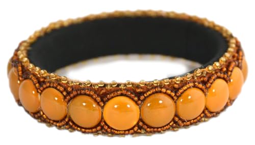 Bracelet porcelaine orange et billes de verre idée cadeau femme originale