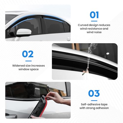 Image of Civic Rain Guard - Window Visors for Honda Civic Sedan 2012-2015, Out-Channel Side Window Rain Guards for Civic Accessories, 4PCS, Black, Car Accessories