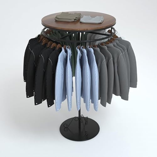 Portant à vêtements rond rotatif à 360° - Cintre en fer sur pied ultra stable à roulettes
