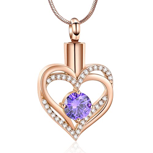 Minicremation Cremation Urn Necklace for Ashes Cremation Jewelry Heart Urn Necklace for Women Girls Birthstone Memorial Jewelry Pendant for Ashes for Human Pet