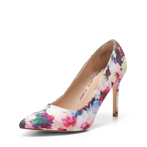 DREAM PAIRS Women's Closed Toe High Heels Dress Pointed Toe Wedding Pump Shoes 5.5 Floral