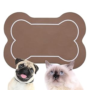 Dog Bowl mat and Dog Feeding mat Dog mat for Water Bowl Absorbent Non Slip pet Water Bowl mat Quick Drying Dog Food mat cat matt for Food and WaterBrown181x125inBone Shape