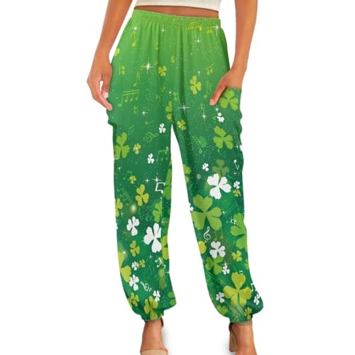 Gzzxiailg Calças Harem femininas da moda solta Kung fu Calça de cintura alta verão yoga treino calça