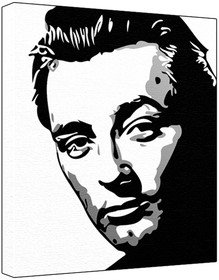 Robert Mitchum (100% Original Painting. Not A Print ) Acrylic Paint On Deep Framed Canvas (60 x 50 x 1.8 cm) 3-Colour Black/Grey/White-image-16