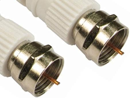 rhinocables Aerial Coaxial Cable with Gold-Plated Connectors, F Type Screw Plug, Coax Lead for Sky Q, Sky HD, Sky+ and Freesat TV, White (1.5m)