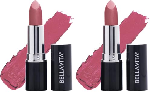Image of BELLAVITA Comfort Matte Bullet Lipstick| Intense Colour| Creamy Matte Finish| Intense Moisturisation| Smooth Glide| Lipsticks for Women| 4 Hr Stay, Dusty Nude, 4.2 gm (Pack of 2)