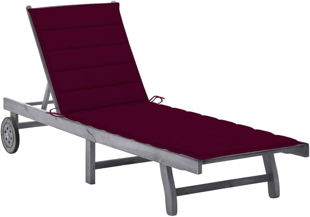 vidaXL Sunlounger Grey Solid Acacia Wood Standard Size Loungers